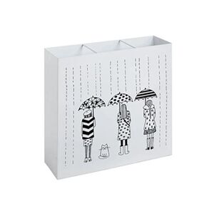 Pegane Porte parapluies en métal laqué blanc motif noir - Longueur 50 x Hauteur 48 x Profondeur 16 cm -- - Publicité