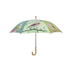 Esschert Design - Grand parapluie bois et métal toile polyester Oiseaux - Publicité