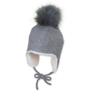 Sterntaler Bonnet enfant inca pompon mailles gris fume