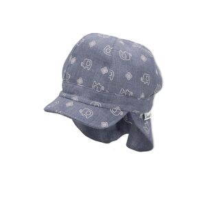 Sterntaler Casquette enfant reversible protege-cou elephant bleu