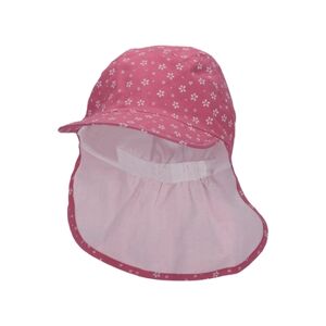 Sterntaler Casquette avec protection de cou fleurs rose