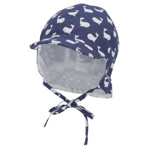 Sterntaler Casquette avec protection de cou baleines bleu