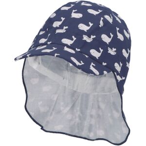 Sterntaler Casquette avec protection de cou baleines bleu