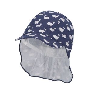 Sterntaler Casquette avec protection de cou baleines bleu