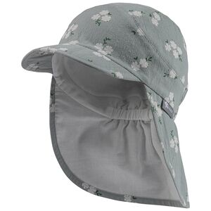 Sterntaler Casquette a visiere avec protection de nuque Fleurs vert pierre