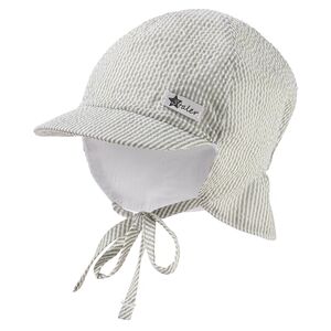 Sterntaler Casquette a visiere avec protection de nuque rayee vert pale