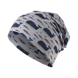 Sterntaler Bonnet enfant Slouch baleines bleu gris