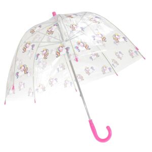 X-Brella Childrens/Kids Transparent Unicorn Themed Stick Umbrella - Publicité