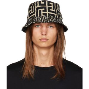 Balmain Chapeau bob noir et blanc cassé à monogrammes - 1 - Publicité