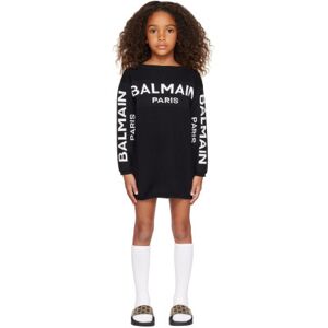 "Balmain Enfant   Robe noire à logos en tricot jacquard" - 4Y - Publicité