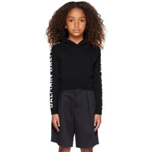 "Balmain Enfant   Pull à capuche noir à logos en tricot jacquard" - 4Y - Publicité