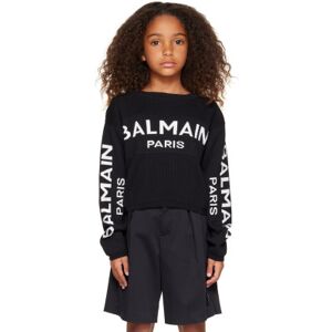 "Balmain Enfant   Pull noir à logos en tricot jacquard" - 6Y - Publicité