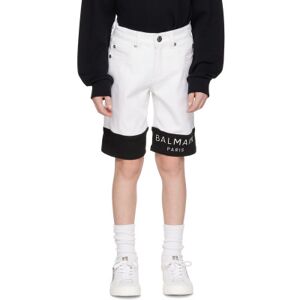 "Balmain Enfant   Short blanc en denim à logo contrecollé" - 12Y - Publicité