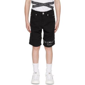 "Balmain Enfant   Short noir en denim à logo contrecollé" - 13Y - Publicité