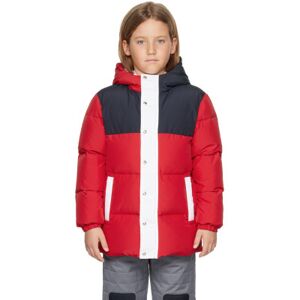 "Thom Browne Enfant   Blouson rouge et bleu marine rembourré en duvet à panneaux" - 2Y - Publicité