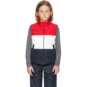 "Thom Browne Enfant   Veste rouge et bleu marine rembourrée en duvet à panneaux" - 6Y - Publicité