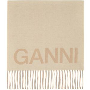 GANNI Écharpe beige à logo et franges - UNI - Publicité