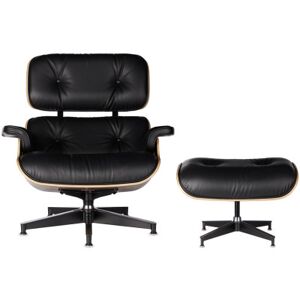 HERMAN MILLER Chaise d'appoint et ottoman Eames noirs en cuir - UNI - Publicité