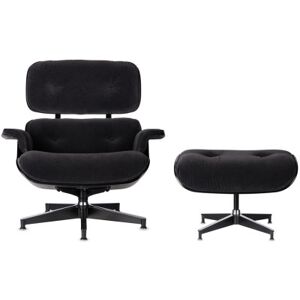 HERMAN MILLER Chaise d'appoint et ottoman Eames noirs en mohair - UNI - Publicité