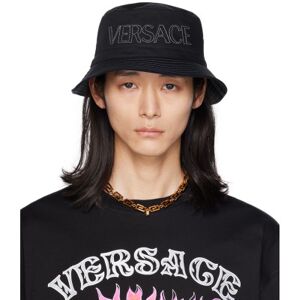 Versace Chapeau bob noir à logo brodé - cm 59 - Publicité