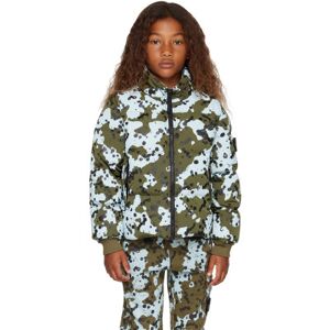 "Stone Island Junior Enfant   Blouson bleu et vert rembourré en duvet à motif graphique imprimé" - 12Y - Publicité