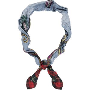 Acne Studios Foulard bleu et rouge en soie à motifs fleuri et à carreaux imprimés - UNI - Publicité