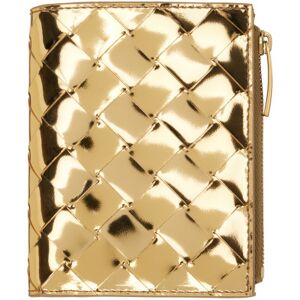 Bottega Veneta Petit portefeuille doré en cuir tissé façon intrecciato à deux volets - UNI - Publicité