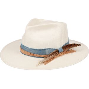 Stetson Chapeau en Paille Feather Trim Western  , size L (58-59 cm), colour blanc cr�me - Publicité