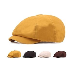 Homme Béret Chapeau Chapeau Gavroche Noir Jaune Coton Vêtement de rue mode Décontractées Extérieur du quotidien Sortie Plein Ecran Solaire Lightinthebox