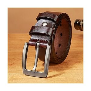 La ceinture en cuir pour hommes est à la mode, ceinture d'affaires classique, ceinture à boucle en cuir de vache, adaptée aux pantalons, aux jeans, au travail et aux cadeaux pour les pères et les Lightinthebox