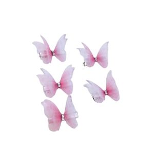 Qinlenyan Lot de 5 pinces à cheveux en forme de papillons pour filles Épingles à cheveux double face 3D antidérapantes Rose A - Publicité