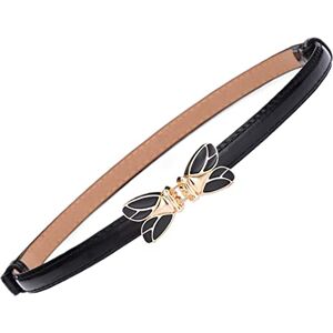 JK Home Ceinture en Cuir Imité Femme Fille Boucle Réglable Ceintures Fine Minceur pour Jeans Pantalon Robe Cigale Noire - Publicité