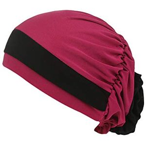 MoreChioce Turban Femme Bonnet,Élégant Coton Bambou Headwear Chimio Chapeau Bohême Cheveux Bandeau Musulman Foulards Bandana,Rose Rouge Bicolor - Publicité