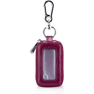 PORRASSO Etuis Porte Clés Véritable Cuir Voiture Clé Cas Portable Porte-Monnaie Car Key Case Rétro étanche Double Pochette Zippée Hommes Femme Violet - Publicité