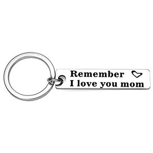 Banemi Porte Clés Homme Porte-Clé Coeur Rectangle Plaque d'Identification Gravure «Souviens-Toi Que Je t'aime Maman» Cadeau Soeur - Publicité