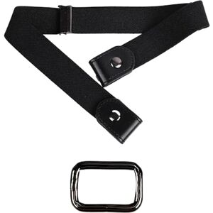 MEMOFYND 1 ceinture sans boucle avec 1 passant de ceinture, ceinture élastique, taille et bretelles réglables, ceinture extensible sans boucle, ceinture invisible (noir), Noir , 60–65 cm - Publicité