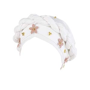 MoreChioce Turban Chapeau avec Perles,Bonnet Cheveux Bandana Chimio pour Femmes Musulman Stretch Casquette,Perle Blanc - Publicité
