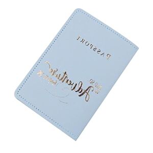 Generic Étui pour passeport avec emplacement pour carte en cuir synthétique gaufrage à chaud Portefeuille de voyage pour femme, bleu - Publicité