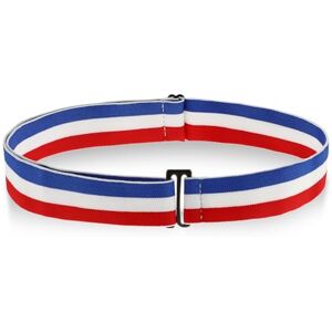 Amaxiu Ceinture élastique rayée pour femme, ceinture extensible réglable avec boucle plate pour jeans, pantalons, robes, Rouge, bleu, blanc, taille unique - Publicité