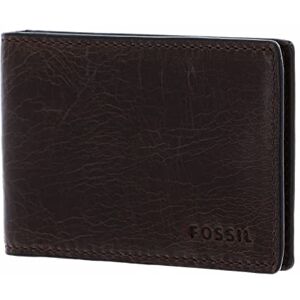 Fossil Portefeuille pour hommes Derrick, pince à billets 100 % cuir brun foncé 10 cm L x 1,5 cm l x 7 cm H 201 - Publicité