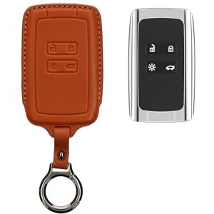 kwmobile Accessoire Clef de Voiture Compatible avec Renault Smart Key 4-Bouton (Keyless Go Uniquement) Coque Coque clé de Voiture en Cuir véritable avec Porte-clés Marron - Publicité