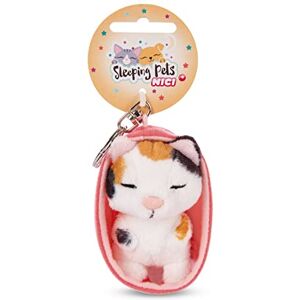 NICI - Porte-clés Chat Sleeping Pets aux Tricolore 8cm, 48842, Blanc, 8 cm - Publicité