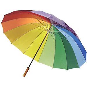 FUN FAN LINE – Parapluie Manuel avec 16 Panneaux Multicolores ‍ en Nylon, Manchette Droite en Bois, Canne et tiges de métal pour Plus de résistance Idéal pour Les Femmes, Gay, LGBT - Publicité