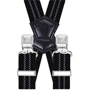 Decalen Bretelles pour homme Largeur : 4 cm Avec 4 clips en métal très solide Taille unique pour hommes et femmes Réglable et élastique Style en croix, noir/gris, taille unique - Publicité