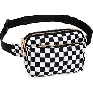 UTO Sac Banane Femme Homme Fanny Pack Ceinture Imperméable Synthétique Mode Léger Sac de Taille avec 3 Poches zippées PU Bracelet Noir os - Publicité