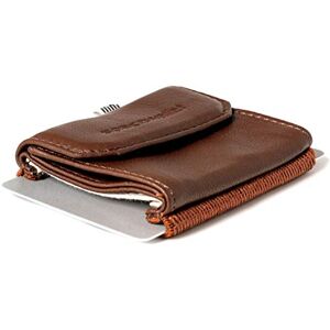 Petit portefeuille pour homme en cuir véritable Par Space Wallet Porte-feuille intuitif Pour homme et femme Étui pour cartes Avec petite boîte, Grizzly 2.0 Push (Marron) - Publicité