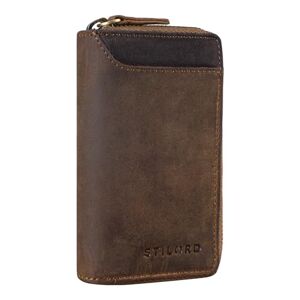 STILORD 'Devin' Petit Porte Clés Cuir Vintage Porte-Cartes pour Homme Porte Monnaie RFID Organiseur Slim Wallet en Cuir Véritable, Couleur:Marron Moyen - Publicité