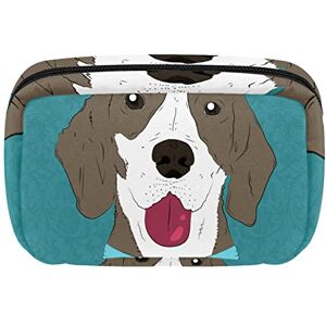 Générique Trousse de maquillage pour femme Petite trousse de toilette de voyage Fermeture éclair Monocle hipster Nœud papillon Chien, multicolore, 17.5x7x10.5cm/6.9x4.1x2.8in - Publicité