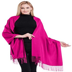 CJ Apparel Rose Chaud Couleur Unique Style Tissé en Sergé 100% Cachemire Châle Echarpe Manteau Etole Plaid Pashmina Nouvelle - Publicité