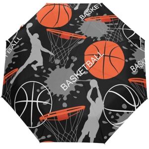 Mnsruu Parapluie compact de basket-ball avec ouverture et fermeture automatique Coupe-vent et anti-UV, Multicolore, Taille unique - Publicité